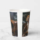 Beagle Snowy Sleigh Kerstmisdecor Papieren Bekers (Links)