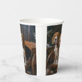 Beagle Snowy Sleigh Kerstmisdecor Papieren Bekers (Rechts)