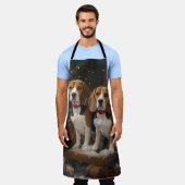 Beagle Snowy Sleigh Kerstmisdecor Schort (Gedragen)