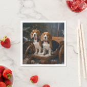 Beagle Snowy Sleigh Kerstmisdecor Servet (Insitu)