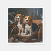 Beagle Snowy Sleigh Kerstmisdecor Servet (Voorkant)