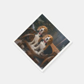 Beagle Snowy Sleigh Kerstmisdecor Servet (Hoek)