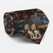 Beagle Snowy Sleigh Kerstmisdecor Stropdas (Opgerold)