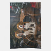 Beagle Snowy Sleigh Kerstmisdecor Theedoek (Verticaal)