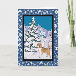 Beagle Snowy Winter Feestdagen Kaart