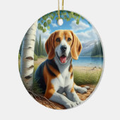 Beagle-souvenir met charme keramisch ornament (Links)