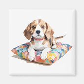 Beagle speels Schattig gesneden dier kleurrijk gra Magneet (Voorkant)