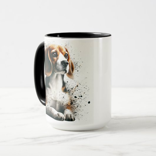 Beagle Splatter Coffee Mok Cup (Voorkant links)