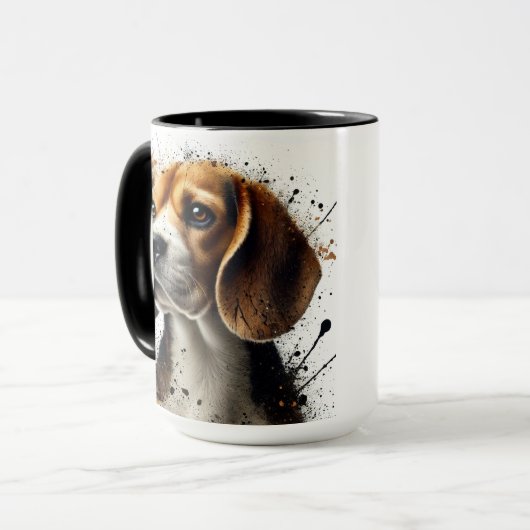 Beagle Splatter Coffee Mok Cup (Voorkant links)
