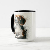 Beagle Splattered Coffee Mok Cup (Voorkant links)