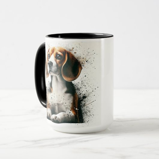 Beagle Splattered Coffee Mok Cup (Voorkant links)