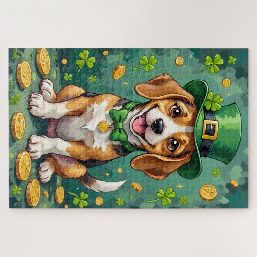 Beagle St Patrick’s Day Happy Lucky Dog Legpuzzel (Horizontaal)