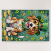 Beagle St. Patrick's Day Gelukkig Geluksdier Legpuzzel (Horizontaal)