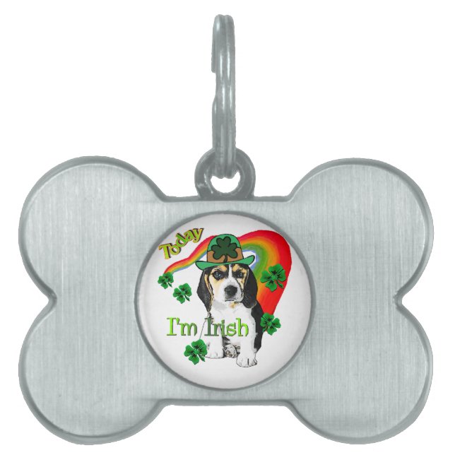 Beagle St Patrick's Day Huisdieren Naamplaatje (voorkant)