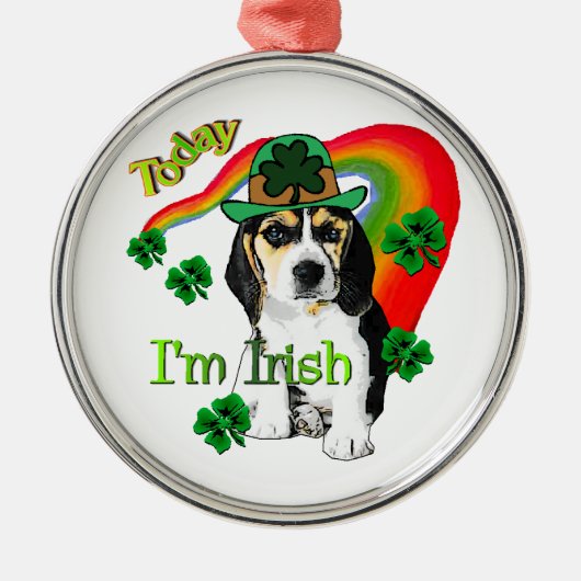 Beagle St Patrick's Day Metalen Ornament (Voorkant)