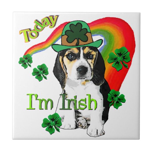 Beagle St Patrick's Day Tegeltje (Voorkant)