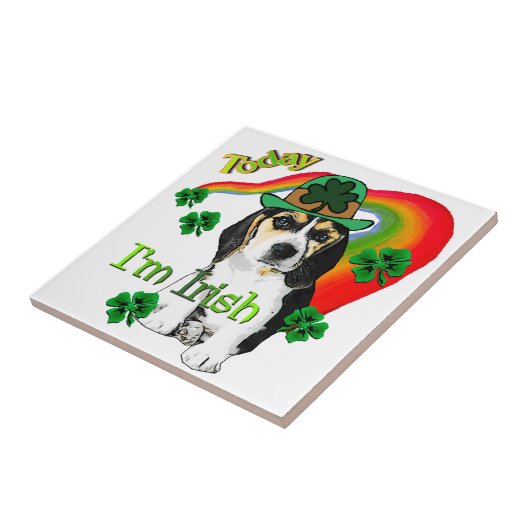 Beagle St Patrick's Day Tegeltje (Zijkant)