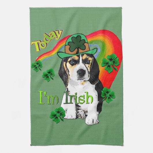 Beagle St Patrick's Day Theedoek (Verticaal)