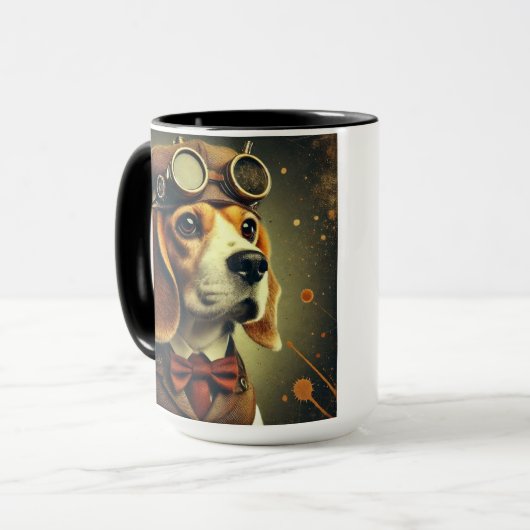 Beagle Steampunk Coffee Mok Cup (Voorkant links)