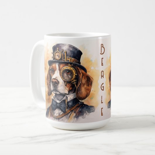 Beagle Steampunk Hond Koffiemok (Voorkant links)