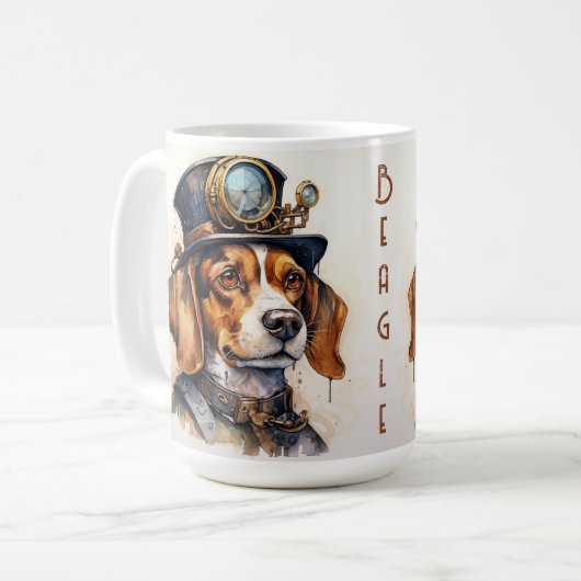 Beagle Steampunk Hond Koffiemok (Voorkant links)