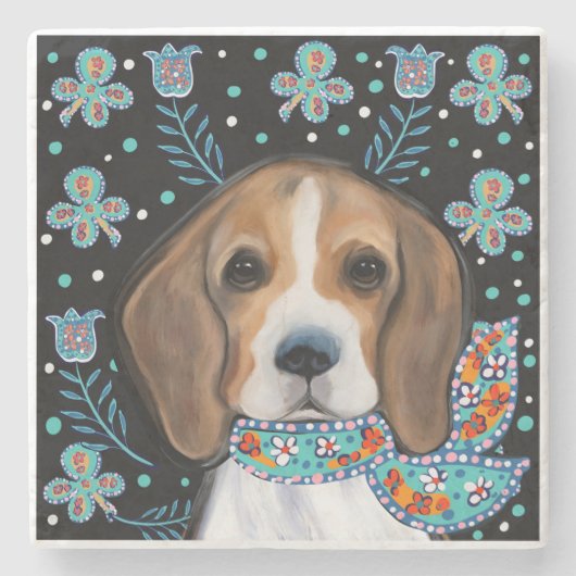Beagle Stenen Onderzetter (Voorkant)