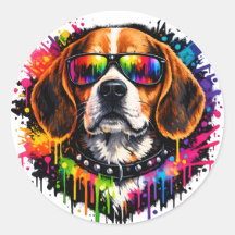 Beagle Sticker | Kleur Spetterende Hond Kunst