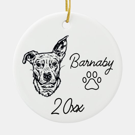 Beagle Stierkruising Hond Aangepaste Naam & Jaar L Keramisch Ornament (Voorkant)