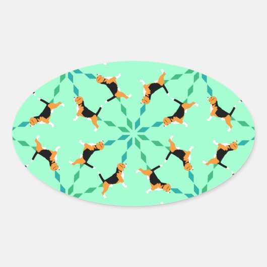 Beagle-stijl Ovale Sticker (Voorkant)