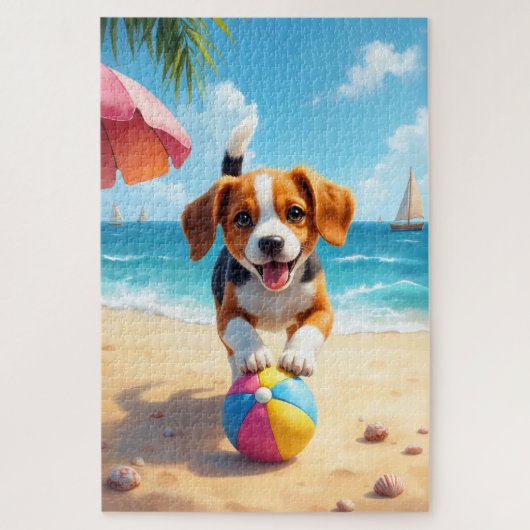 Beagle Strand Speelscene Legpuzzel (Verticaal)