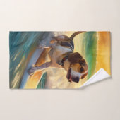 Beagle strand surfen schilderij bad handdoek (Handdoek)