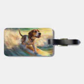 Beagle strand surfen schilderij bagagelabel (Achterkant horizontaal)