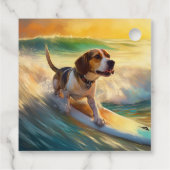 Beagle strand surfen schilderij bedankjes labels (Achterkant)