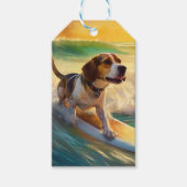 Beagle strand surfen schilderij cadeaulabel (Voorkant)