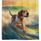 Beagle strand surfen schilderij douchegordijn (Voorkant)