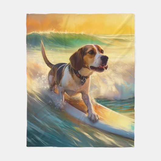 Beagle strand surfen schilderij fleece deken (Voorkant)