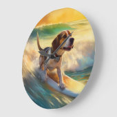 Beagle strand surfen schilderij grote klok (Hoek)