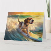 Beagle strand surfen schilderij kaart (Voorkant)