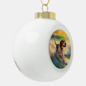 Beagle strand surfen schilderij keramische bal ornament (Links)