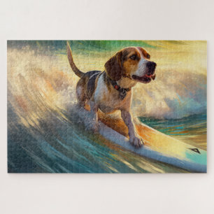 Beagle strand surfen schilderij legpuzzel