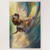 Beagle strand surfen schilderij legpuzzel (Verticaal)