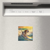 Beagle strand surfen schilderij magneet (Insitu (Vaatwasser))