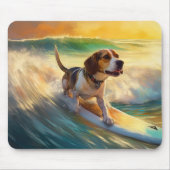 Beagle strand surfen schilderij muismat (Voorkant)