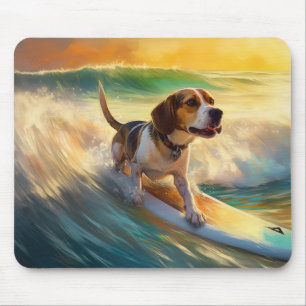 Beagle strand surfen schilderij muismat