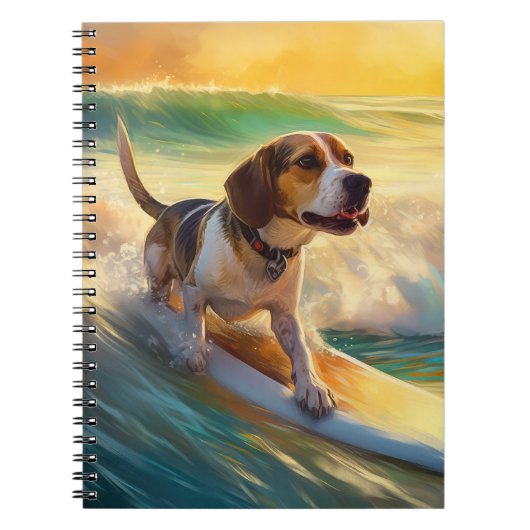 Beagle strand surfen schilderij notitieboek (Voorkant)