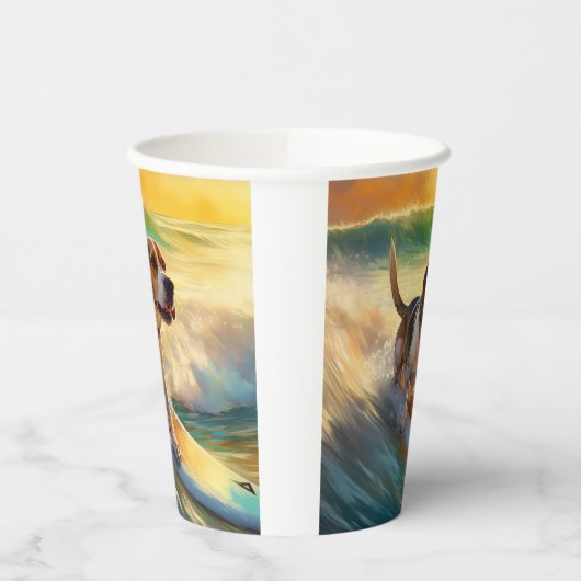 Beagle strand surfen schilderij papieren bekers (Links)