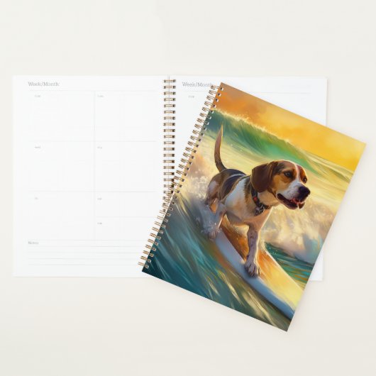 Beagle strand surfen schilderij planner (Display)