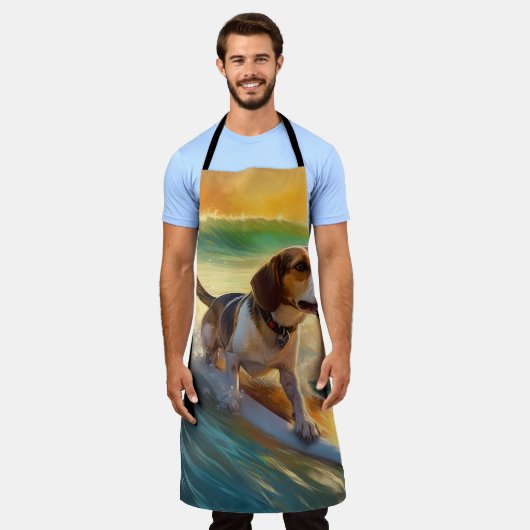 Beagle strand surfen schilderij schort (Gedragen)