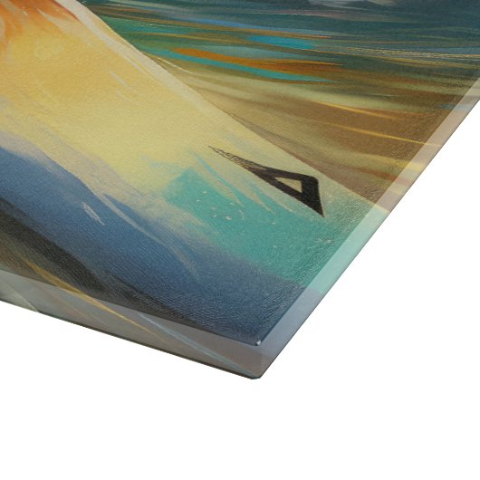 Beagle strand surfen schilderij snijplank (Hoek)