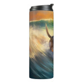 Beagle strand surfen schilderij thermosbeker (Gedraaid links)